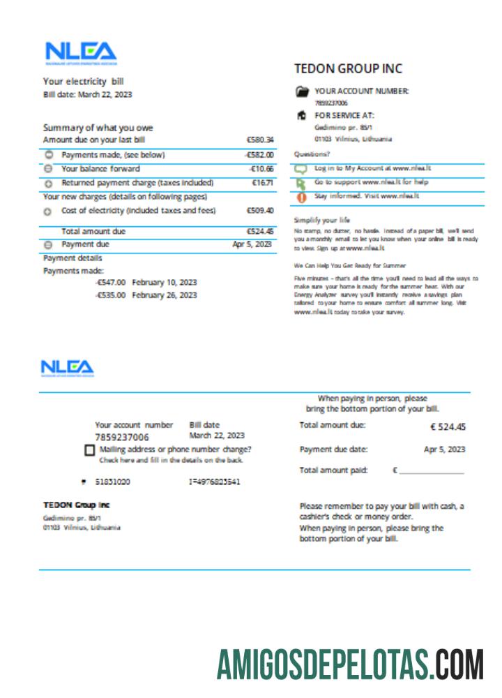 Projeto de Lei de Empresas de Serviços Públicos da Associação Nacional de Energia da Lituânia, SCR amostra
